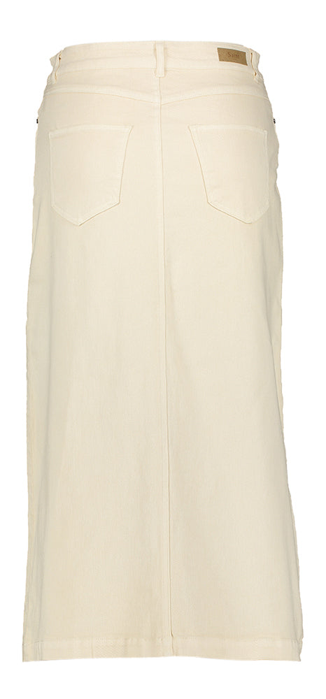 Jupe en jean beige mi-longue fendue Saint Tropez