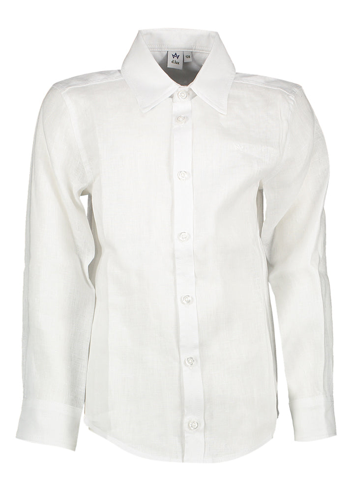 Chemise en lin blanc (coupe ajustée) à manches longues Cedric D-Lux