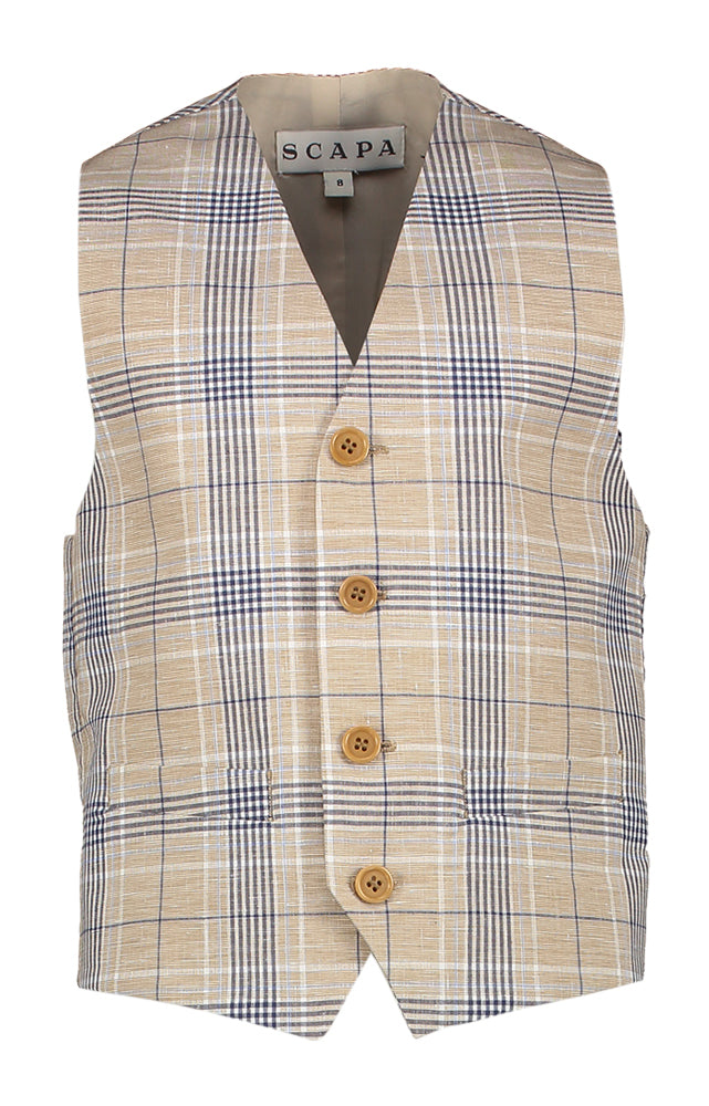 Gilet beige à carreaux avec boutons Communion Scapa