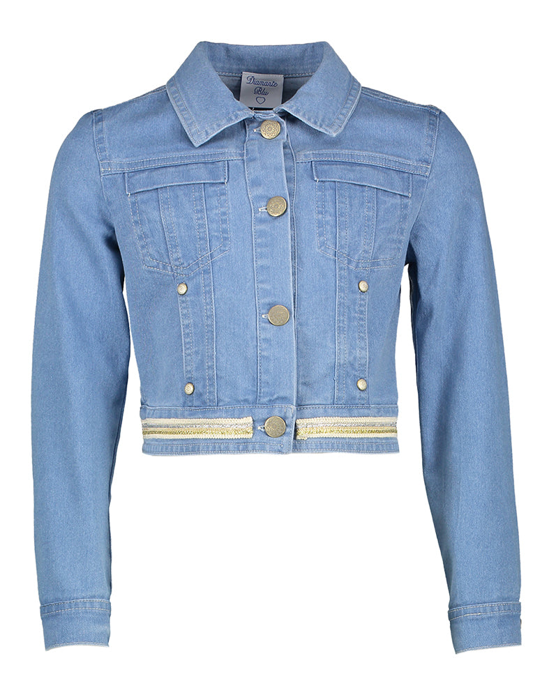 Jeansjasje met detail aan de onderkant Communie Diamante Blu