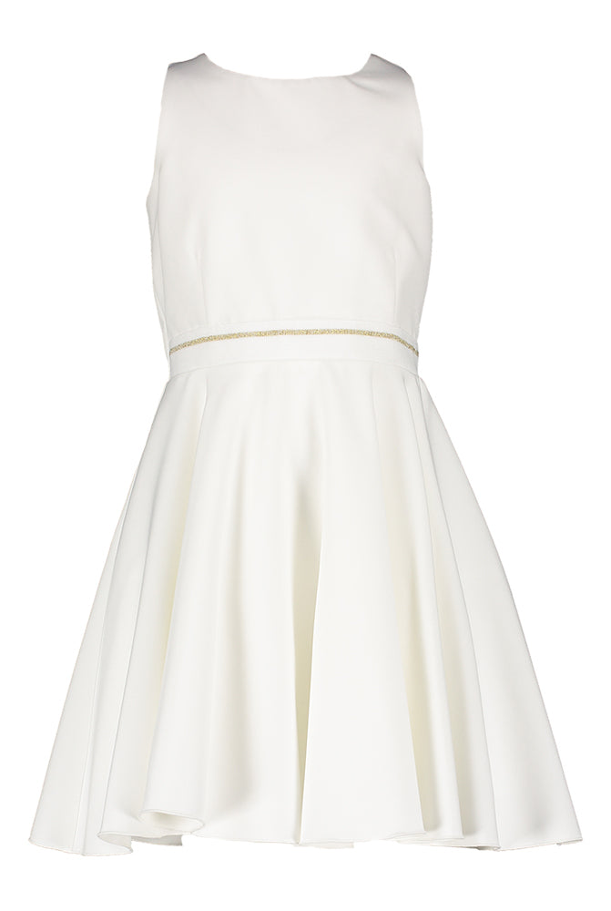 Ecru jurk met goudkleurige tailleband Communie Diamante Blu