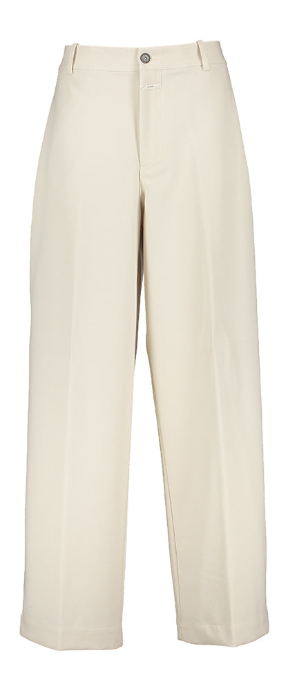 Pantalon beige à jambes larges fermé