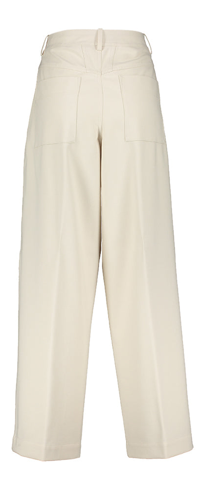 Pantalon beige à jambes larges fermé
