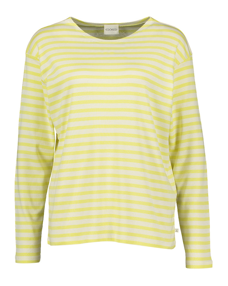 Pull écru à rayures jaunes Fermé