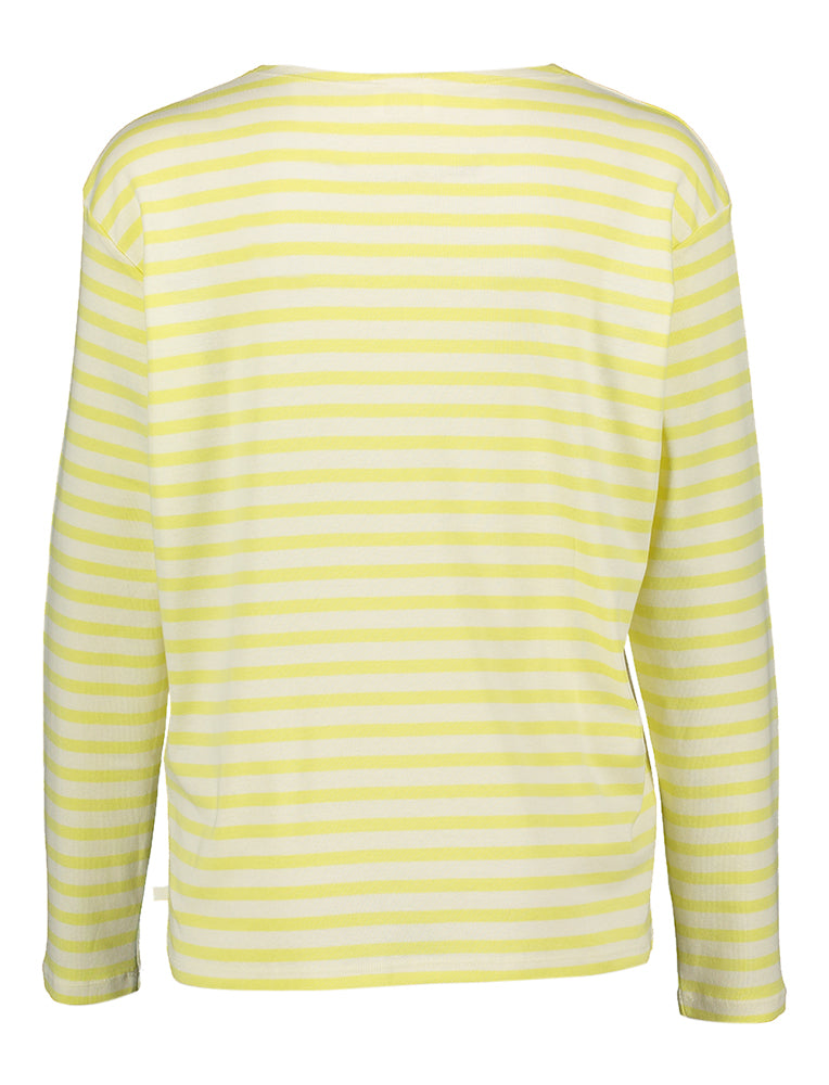 Pull écru à rayures jaunes Fermé