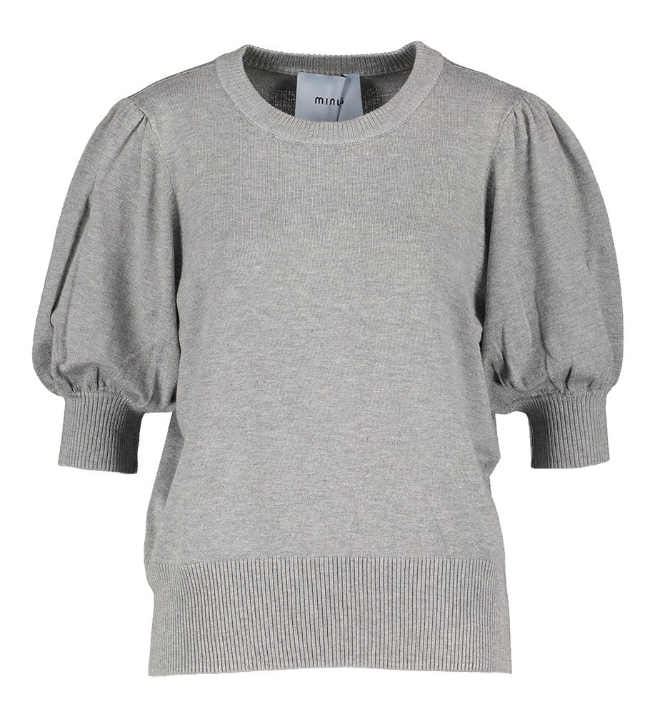 Pull gris à col rond et manches courtes Liva Minus