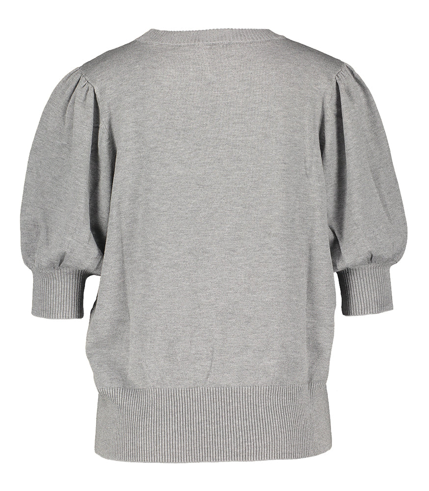 Pull gris à col rond et manches courtes Liva Minus