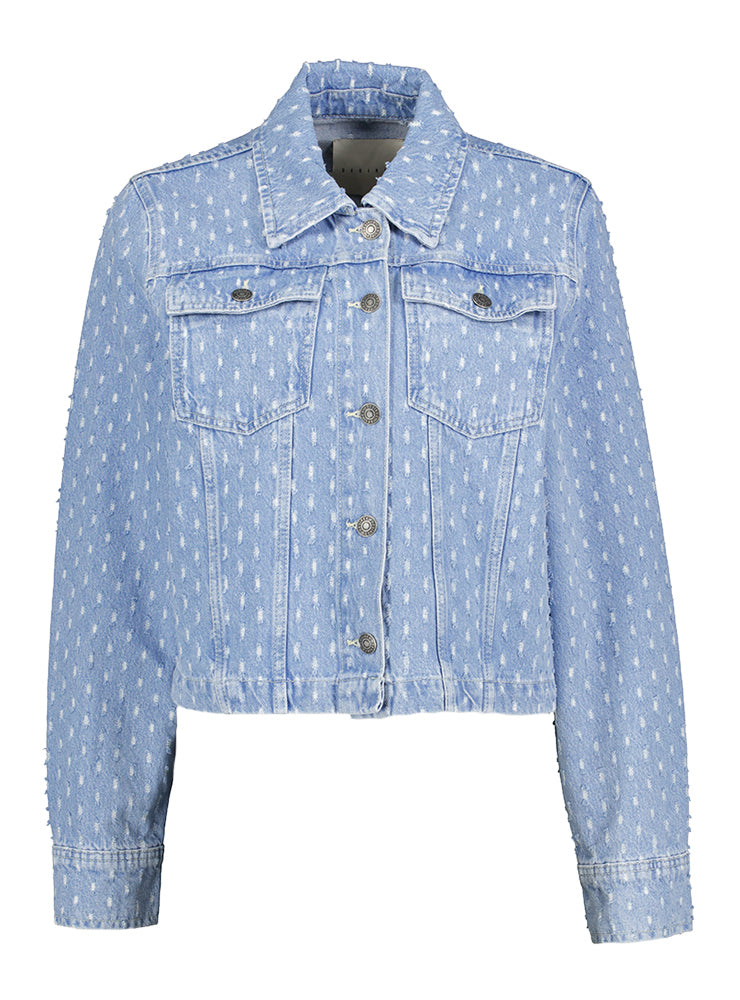 Veste en jean bleu à détails effilochés Daniella Desires