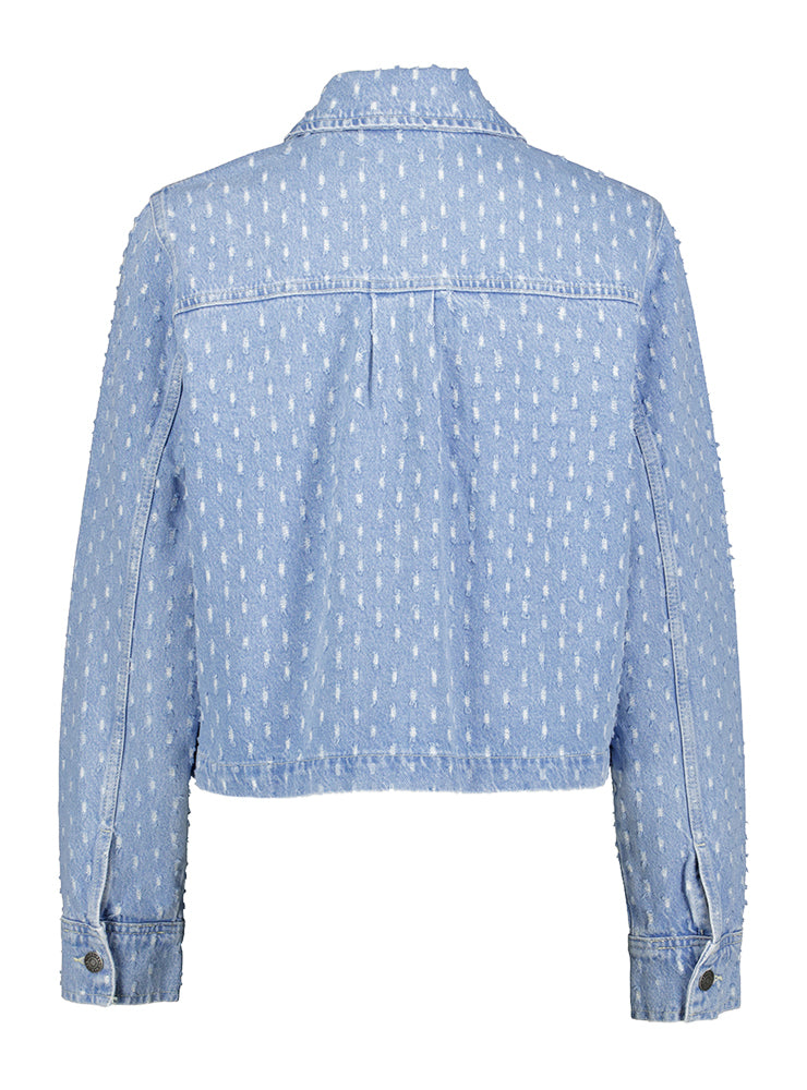 Veste en jean bleu à détails effilochés Daniella Desires