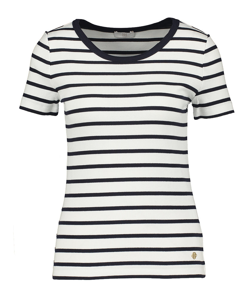 T-shirt blanc à rayures bleues Riani