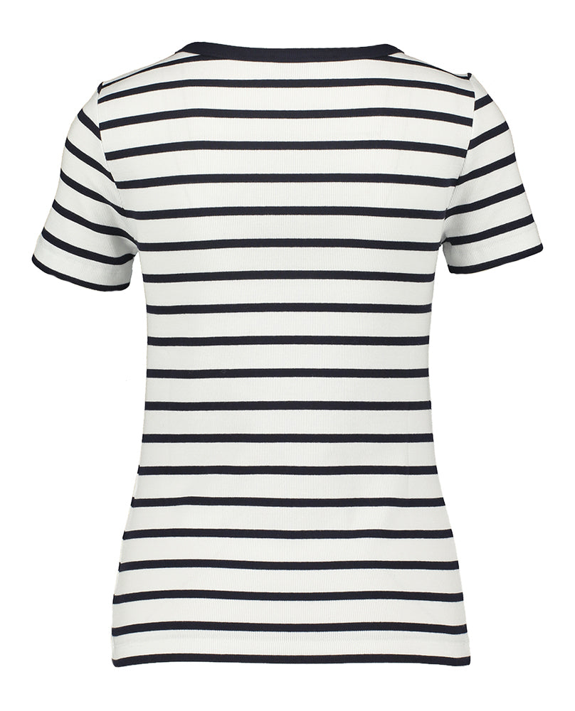T-shirt blanc à rayures bleues Riani