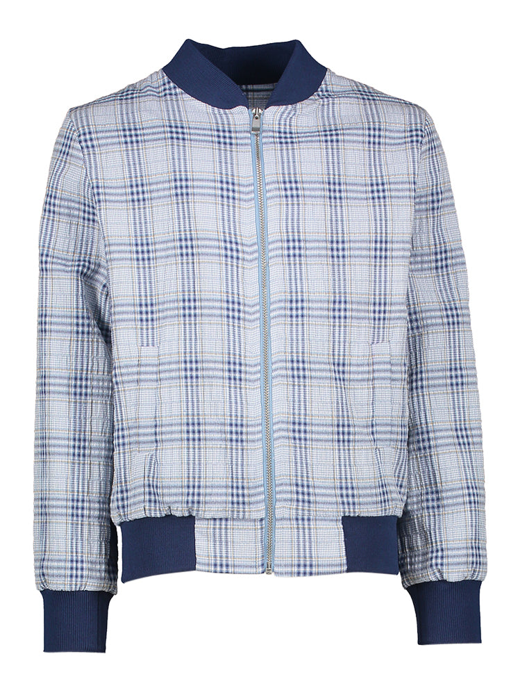 Gilet bleu à carreaux zippé Valentin Blue Bay