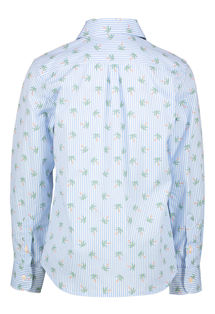 Blauw gestreepet hemd met palmbomen Levi Blue Bay