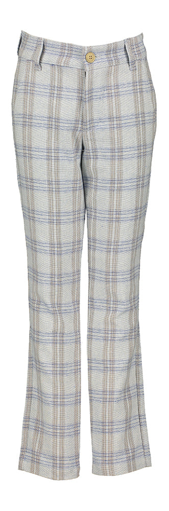 Pantalon Pam D-Lux en coton bleu à carreaux