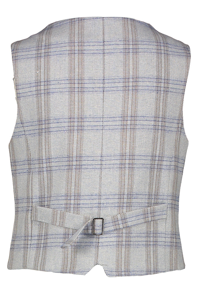 Gilet in blauw en bruin rastermotief Glamour D-Lux