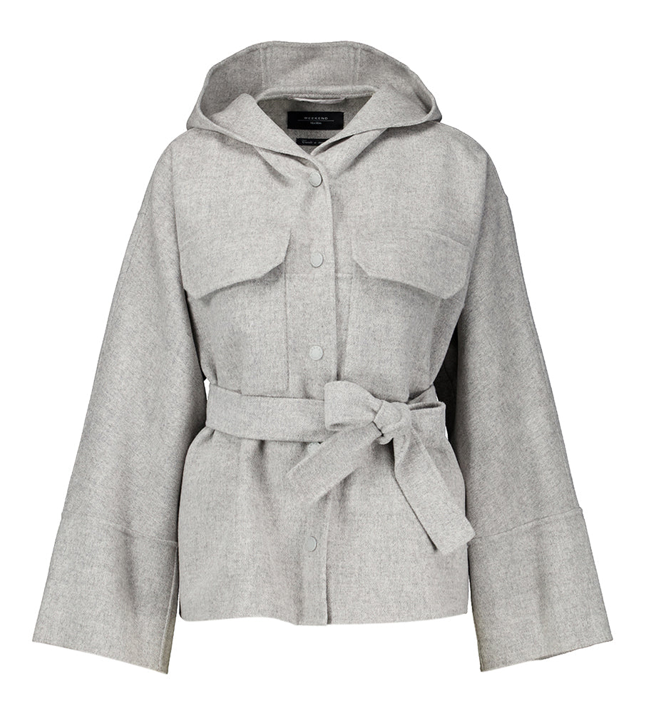Manteau court gris clair à capuche Bussola Max Mara Weekend
