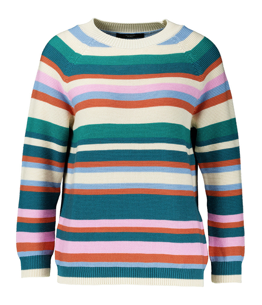 Pull Linz Max Mara Weekend en coton à rayures multicolores, col rond et manches trois-quarts