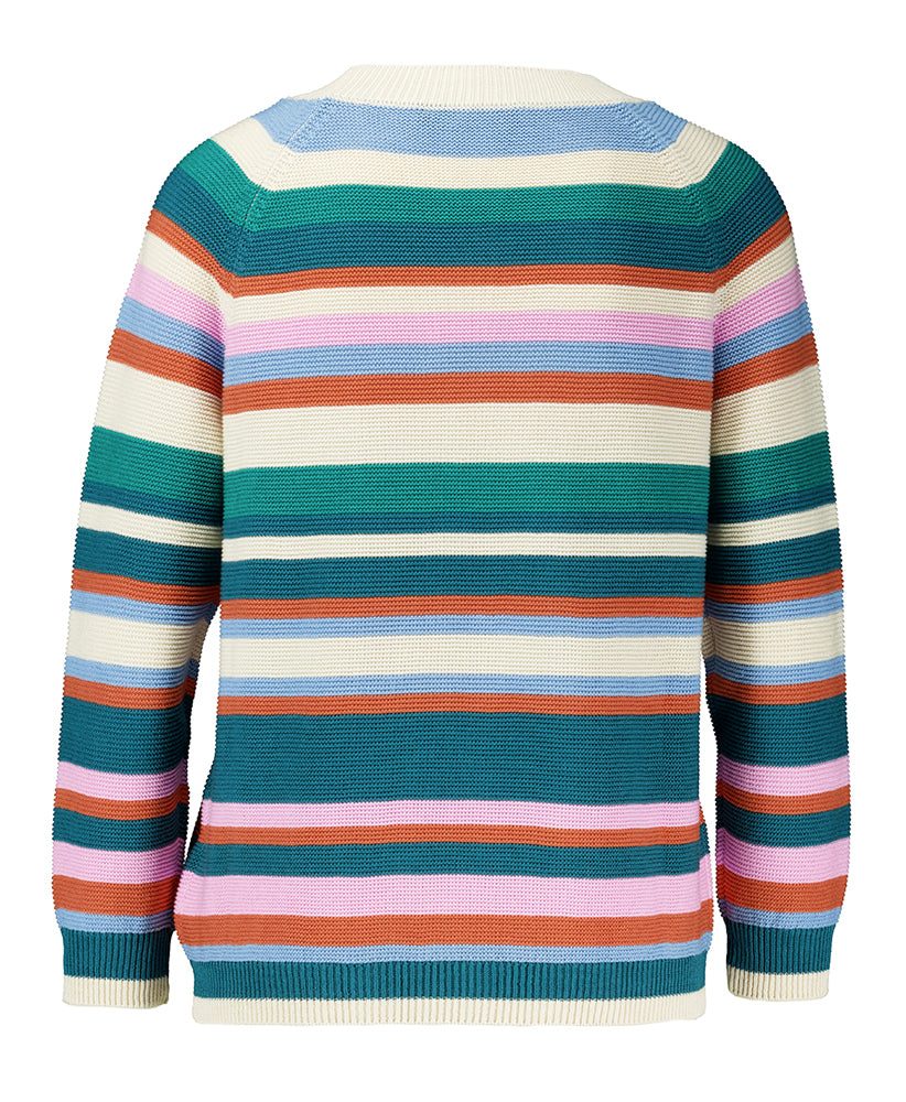 Pull Linz Max Mara Weekend en coton à rayures multicolores, col rond et manches trois-quarts