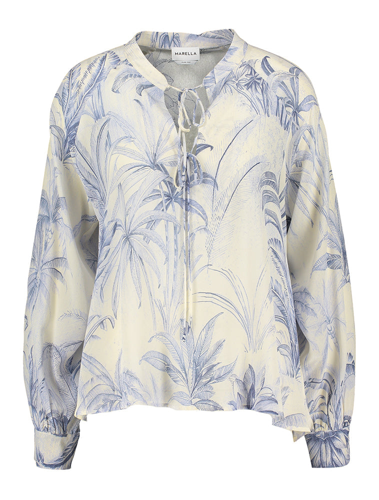 Beige zijde bloes met bloemenprint Niveen Marella