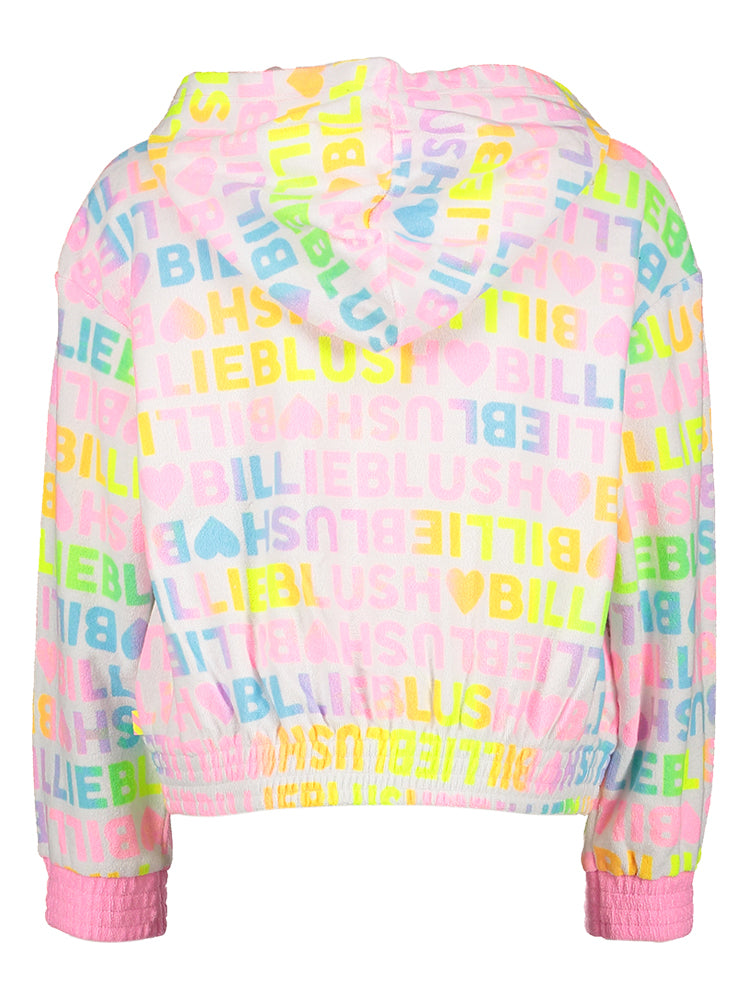 Gilet blanc à fermeture éclair et capuche couleur Billieblush fluo