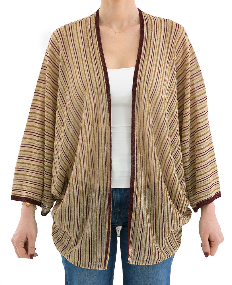 Gilet rayé ouvert sur le devant de Marambaia Momoni avec fil à paillettes