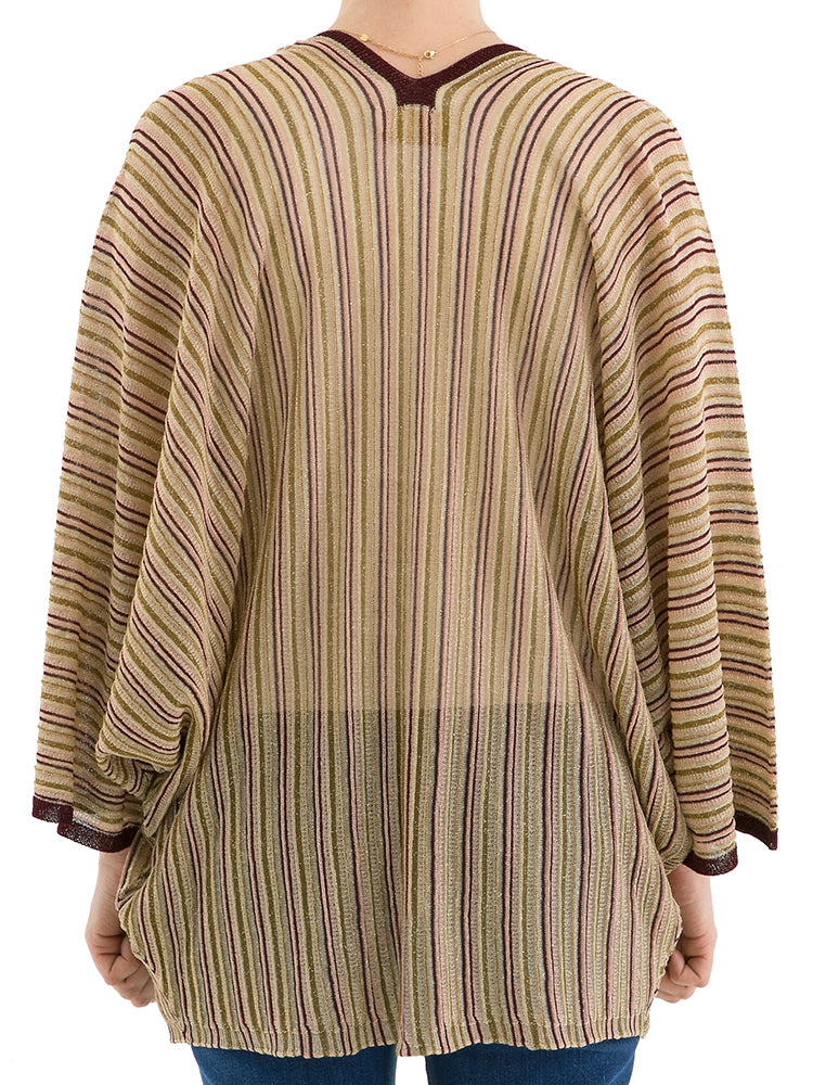 Gilet rayé ouvert sur le devant de Marambaia Momoni avec fil à paillettes