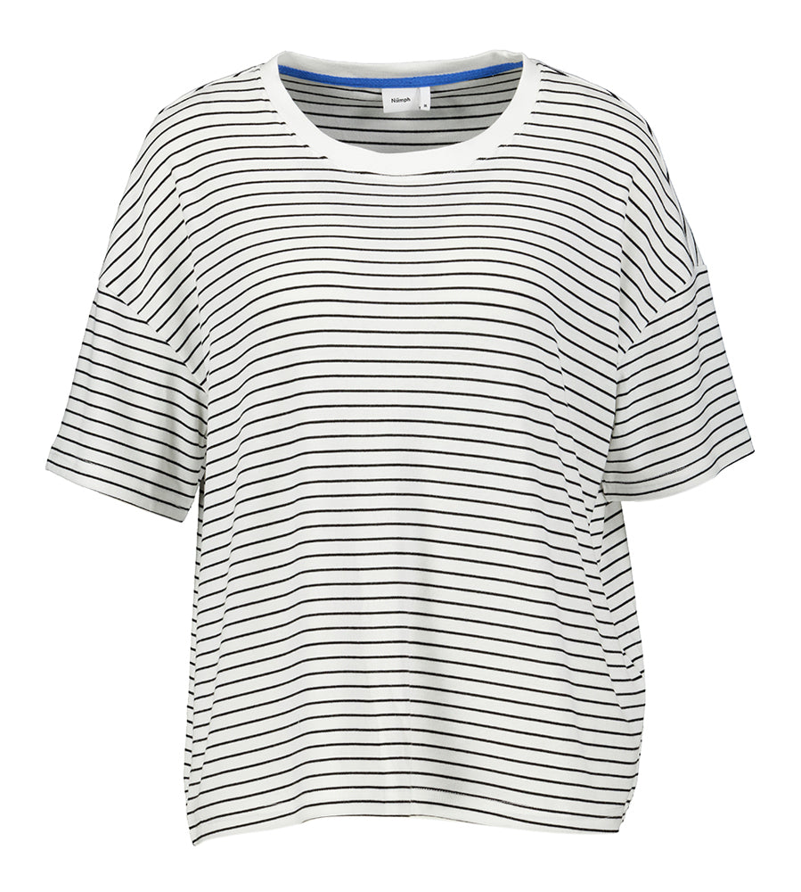 T-shirt à col rond rayé blanc et noir Briery Numph