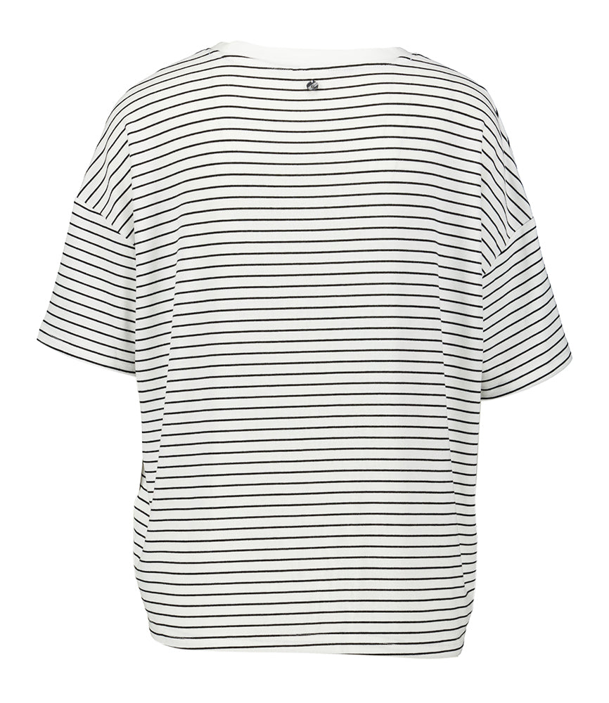 Wit met zwart gestreepte t-shirt met ronde hals Briery Numph