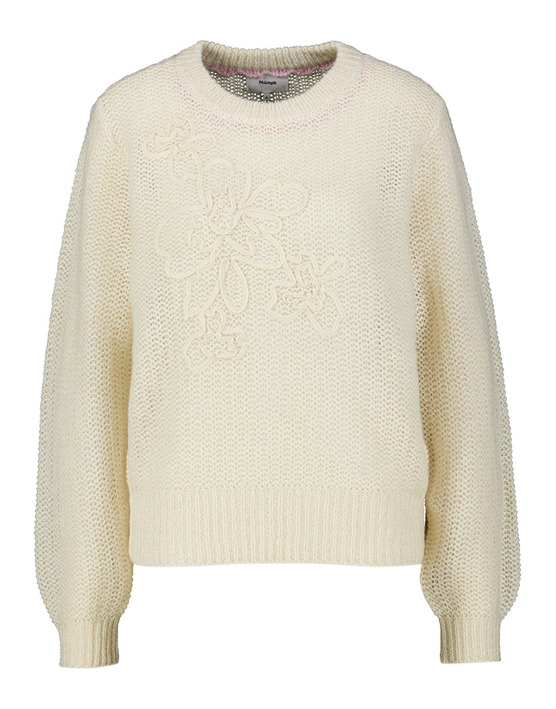 Beige gebreide trui Sidal Numph