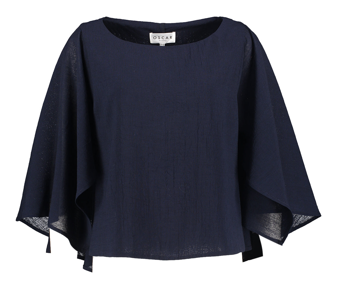 Chemisier bleu foncé à volants Shane Oscar