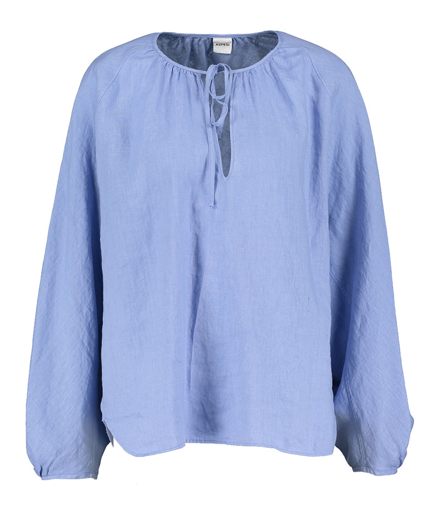 Blouse ample en lin bleue Aspesi