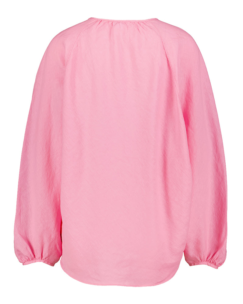 Blouse oversize en lin rose à manches longues Aspesi