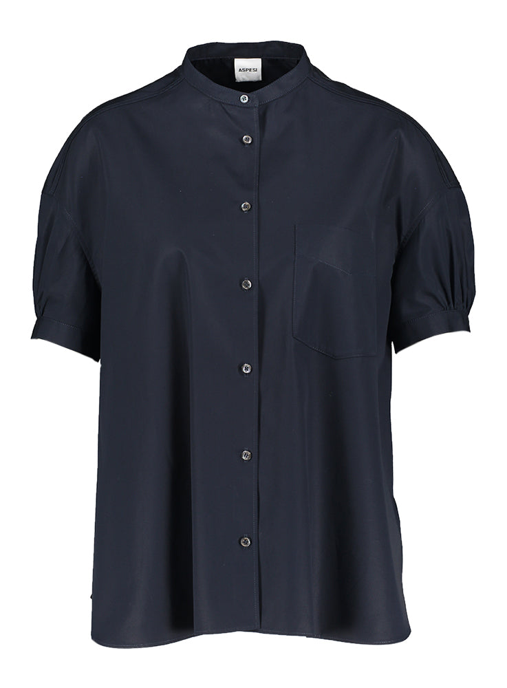 Blouse noire oversize en coton Aspesi