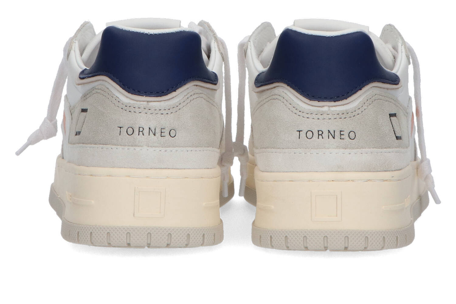 Baskets blanches avec des accents bleus et orange DATE