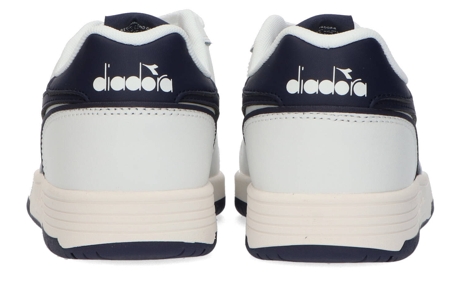 Baskets basses Diadora blanches et bleues à rayures