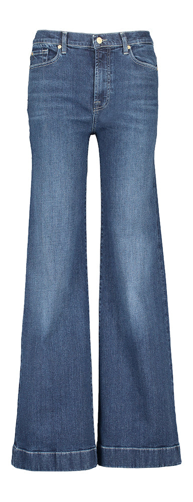 Jean bleu foncé évasé à taille haute pour All Mankind