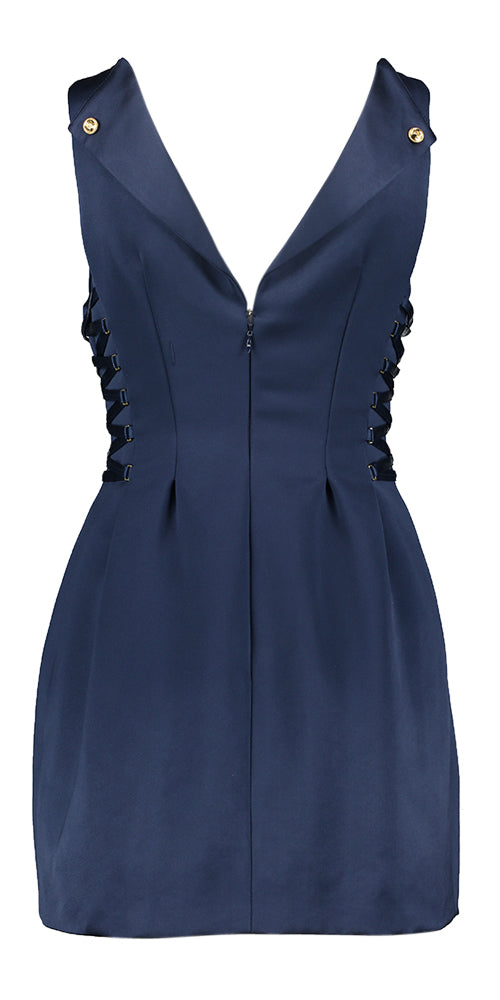 Robe de soirée bleu foncé brillante Elisabetta Franchi