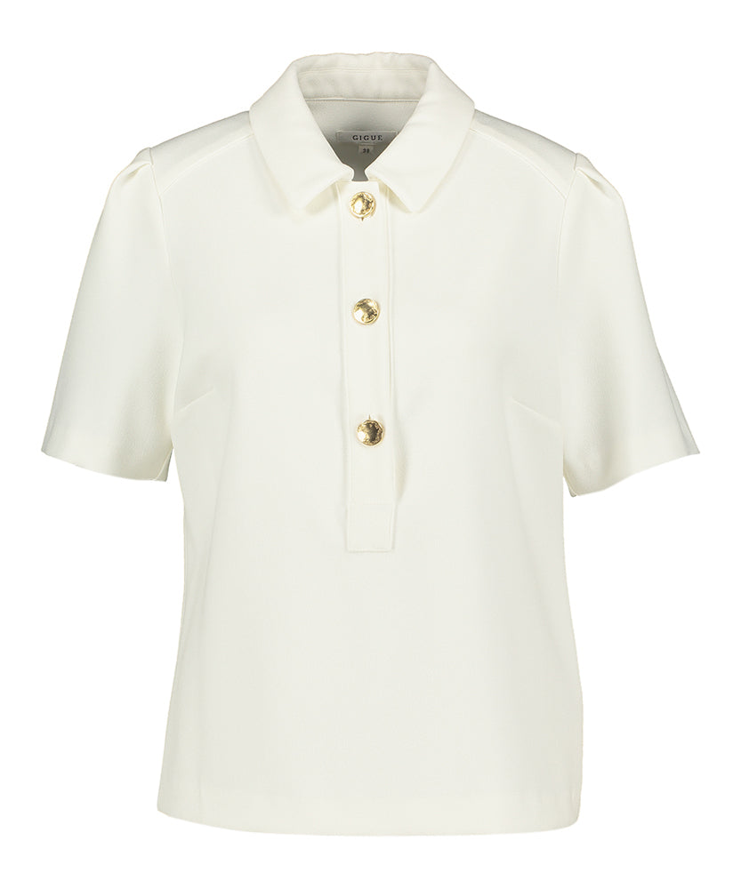 Chemisier blanc à boutons dorés Hozana Gigue