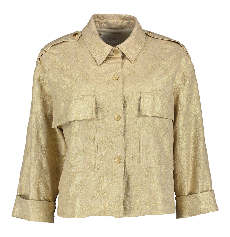 Goudkleurig jasje met subtiele print Wabbe Gigue