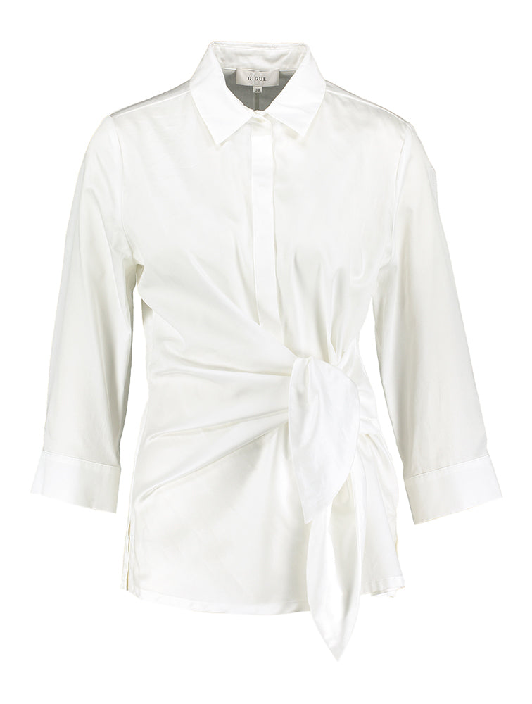 Chemisier en coton blanc avec un nœud sur le côté Harmony Gigue