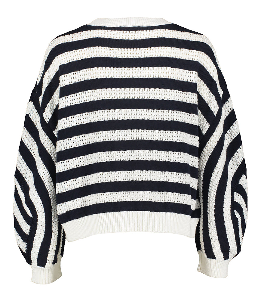 Pull Lotte Gigue en coton écru à rayures bleues