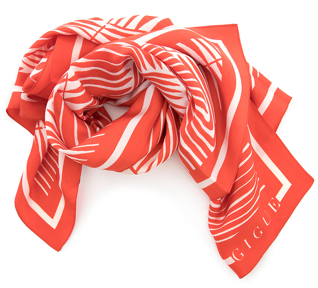 Rode gestreepte zijden sjaal Gigue