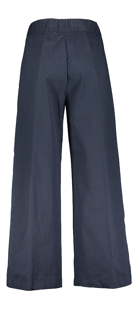 Donkerblauwe wijde b roek met bandplooi Semicouture