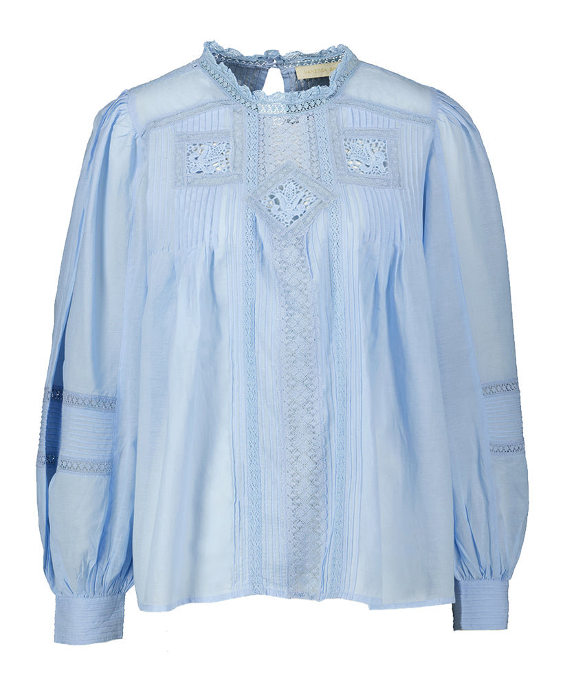 Chemisier en coton bleu avec détails brodés Calin Vanessa Bruno