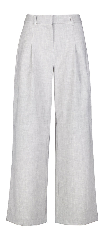 Grijze wijde broek met bandplooi Henrike MSCH