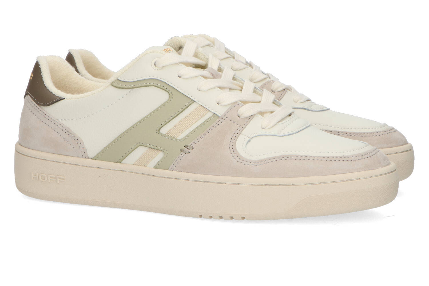 Baskets basses blanches avec détails verts Fleming Hoff