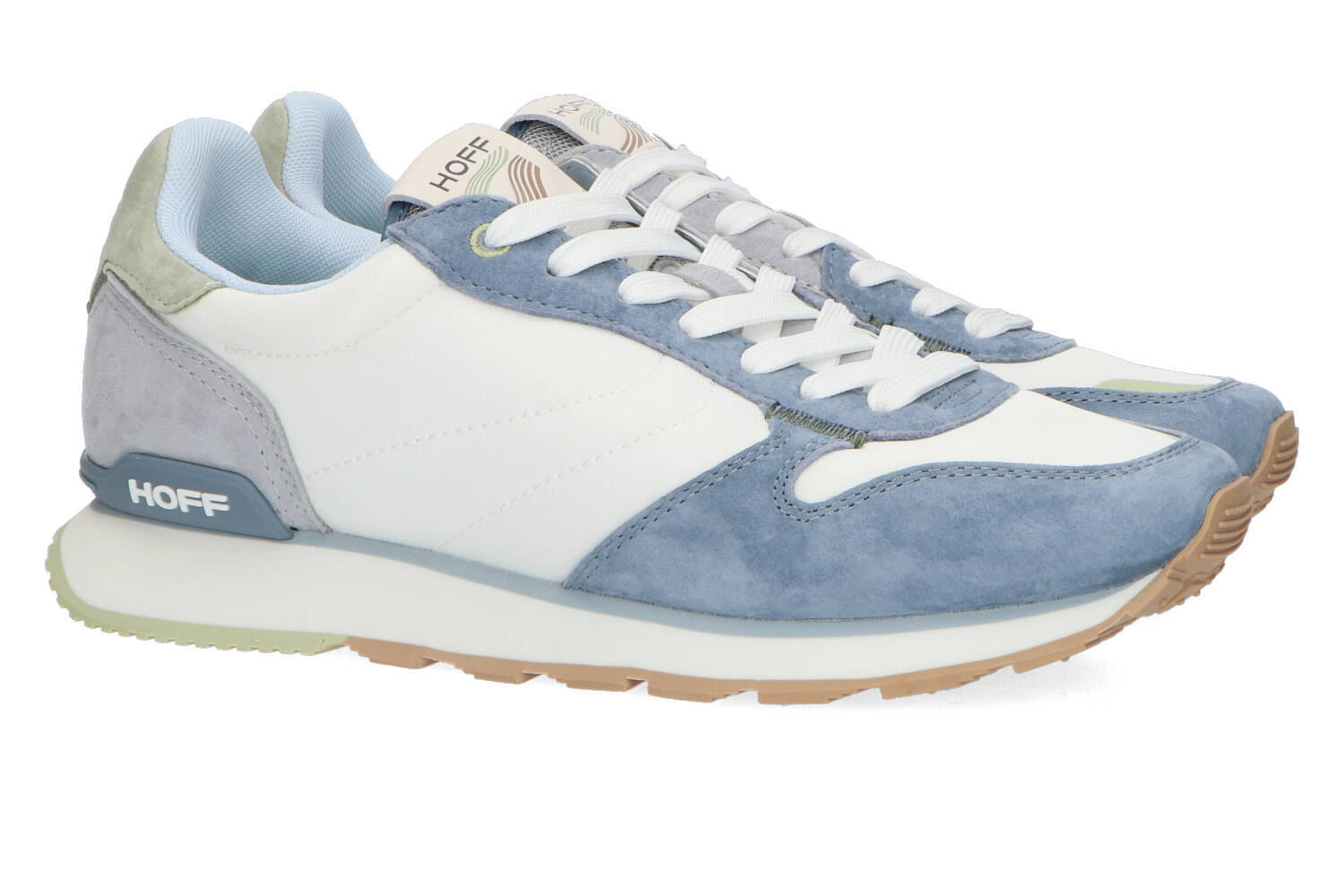 Baskets basses blanches avec détails bleu clair et vert clair Petra Hoff