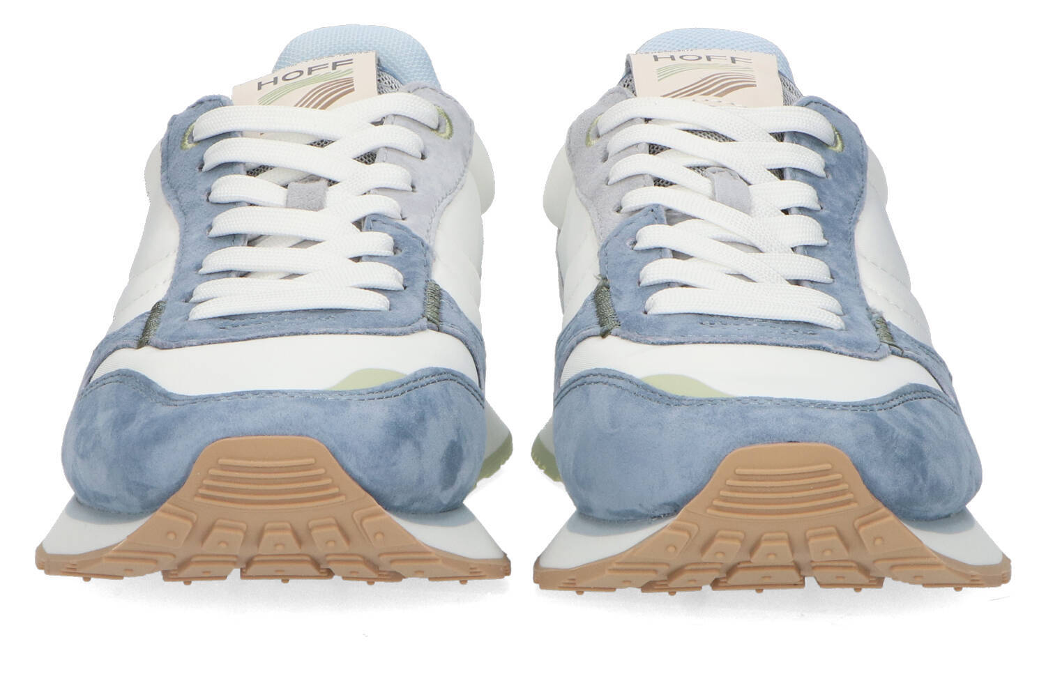 Witte lage sneakers met lichtblauwe en lichtgroene details Petra Hoff
