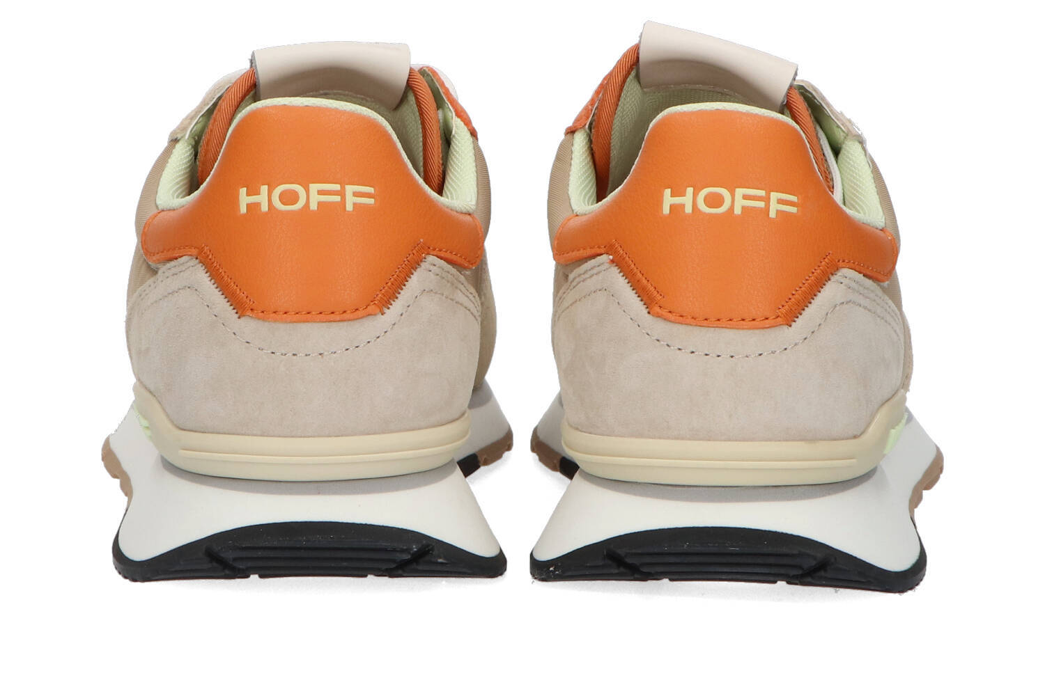 Beige lage sneakers met oranje details Benares Hoff