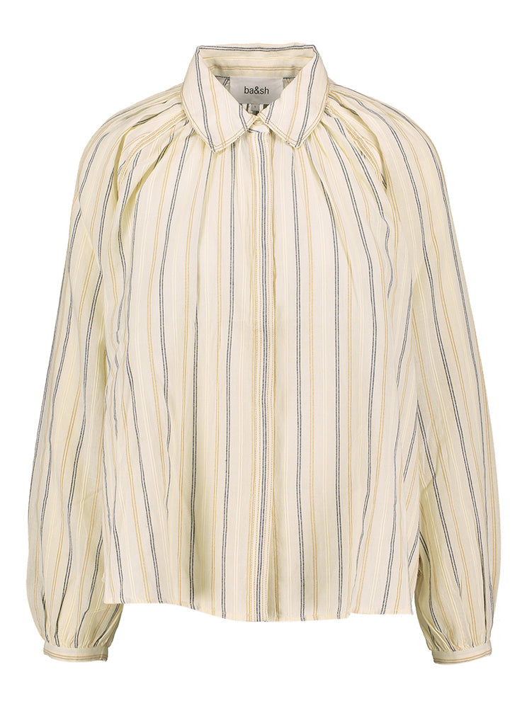 Chemisier beige en coton à rayures Ombu BA&amp;SH